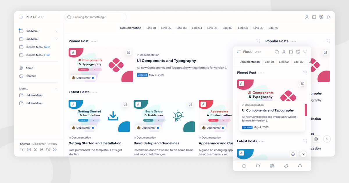 Plus UI v3.2.0 Blogger Template Free Download preview